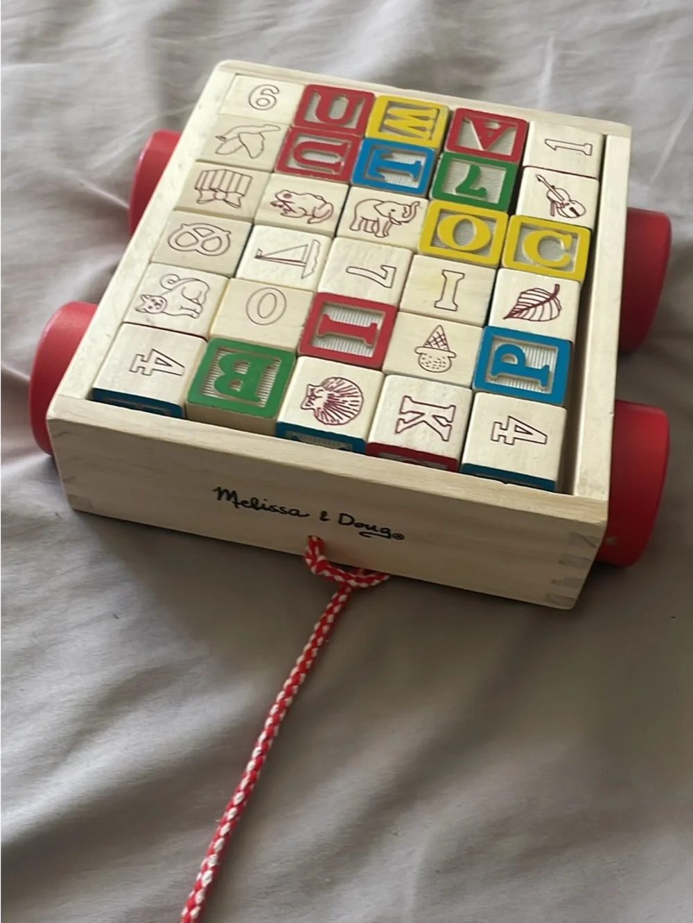 Melissa & Doug classic ABC Wooden Block Cart Educational Toy Solid wood blocks